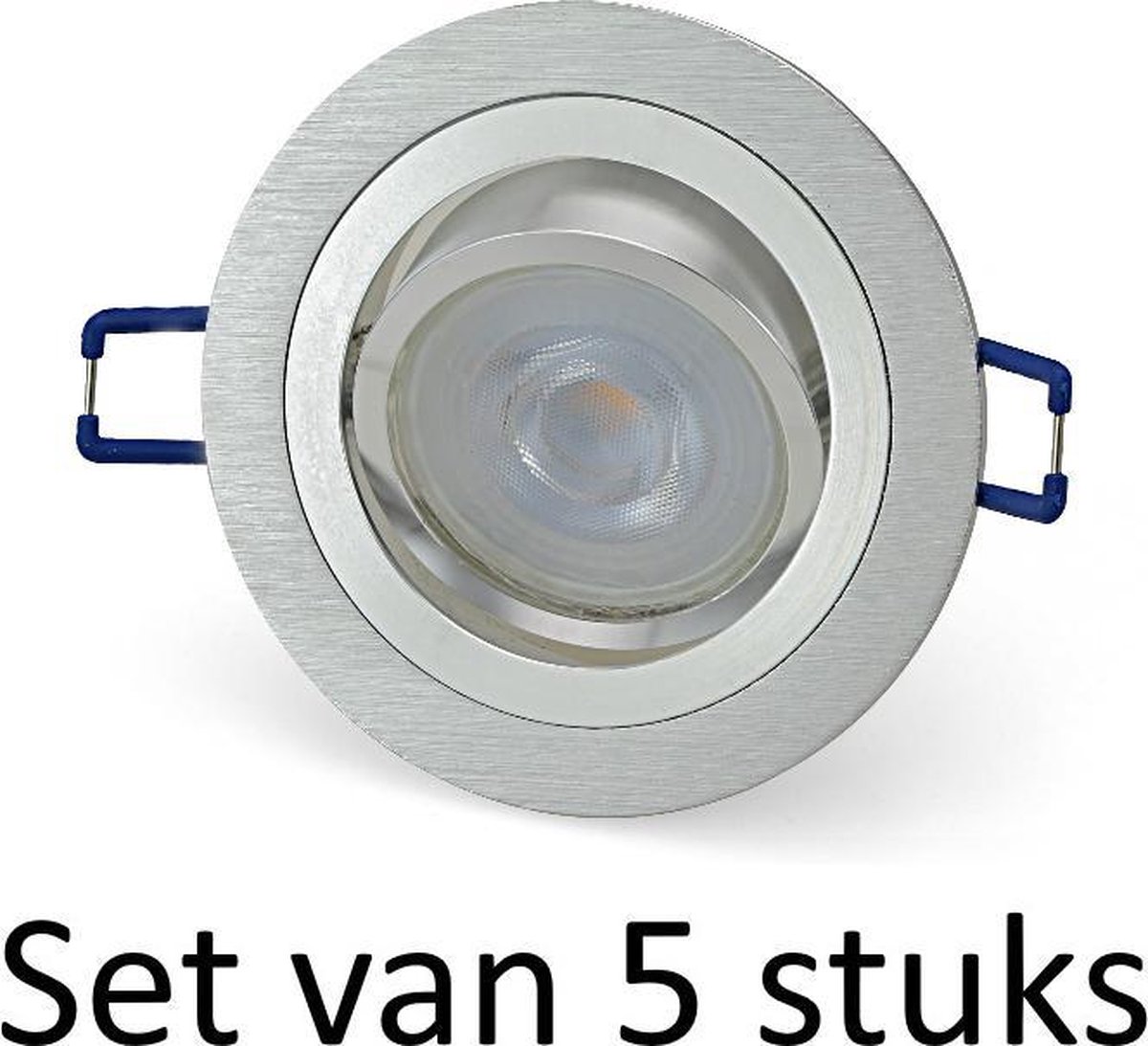 Dimbare Philips GU10 inbouwspot | Zilver rond | Set van 5 stuks