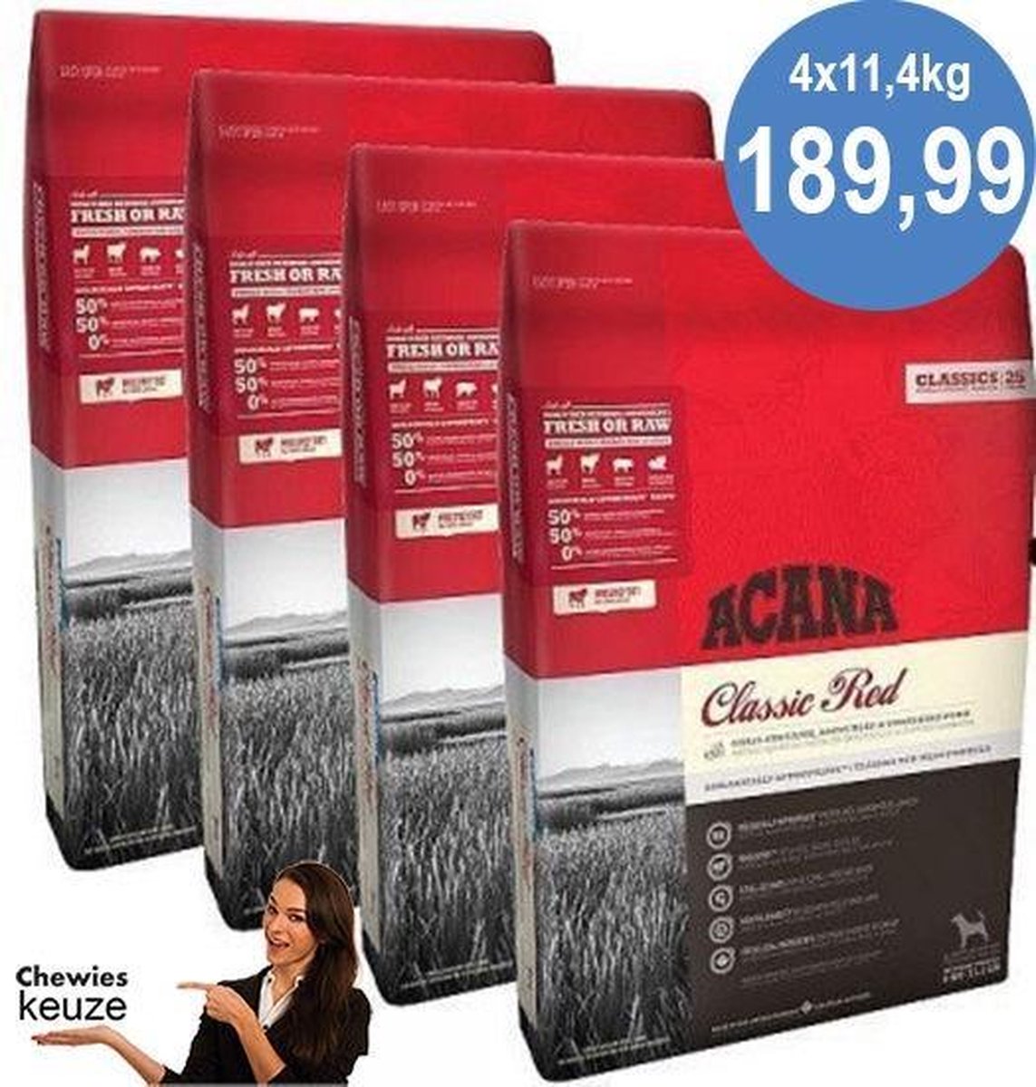 Acana Classics Classic Red hondenvoer 4 x 11,4 kg