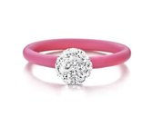 Colori 4 RNG00055 Siliconen Ring met Steen - Kristal Bal 8 mm - One-Size - Roze