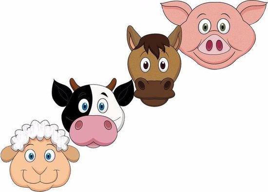 avontuur Illustreren straal Kartonnen boerderij dieren maskers voor kinderen 4x | bol.com