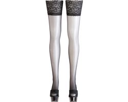Cottelli Collection – Zelf Dragende Kousen met Kanten Rand voor Sexy Look – Maat XS – Zwart