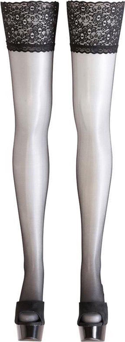 Goedkoopste Cottelli Collection – Zelf Dragende Kousen met Kanten Rand voor Sexy Look – Maat XS – Zwart