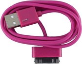 2 stuks - iPhone 4 USB oplaad kabel paars | 1 METER kabeltje voor iPhone 4/4G/4S/3G/3GS/iPod 1/2/3