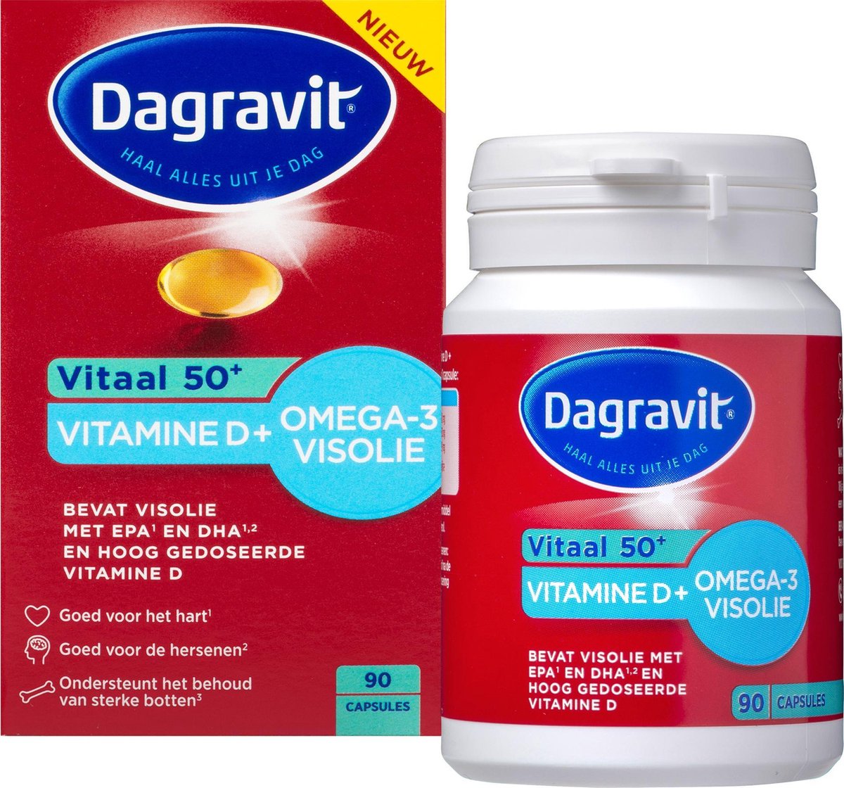 Indica Muildier Vernietigen Dagravit Vitaal 50+ Vitaminen - Vitamine D & Omega3 Visolie - 90 tabletten  | bol.com