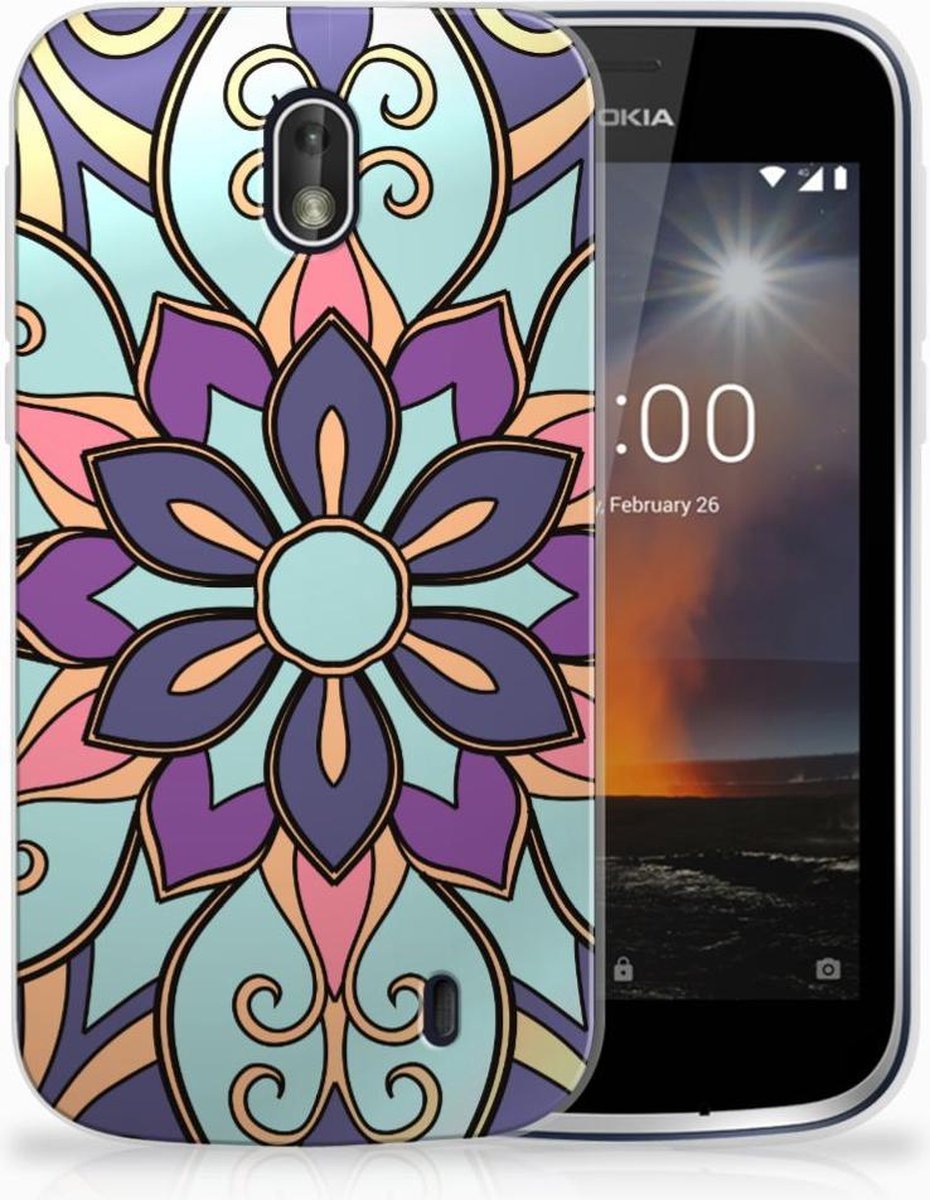 Nokia 1 TPU Case Purple Flower