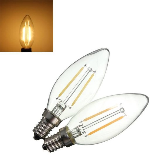 E14 LED Lamp Filament Kaars 2W 2700K / Warm Wit (Niet Dimbaar)