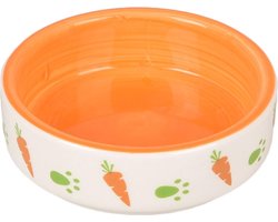 Flamingo Eetpot Knaagdier Iggy Keramisch - Oranje/wit - 8.5 x 8.5 x 3 cm