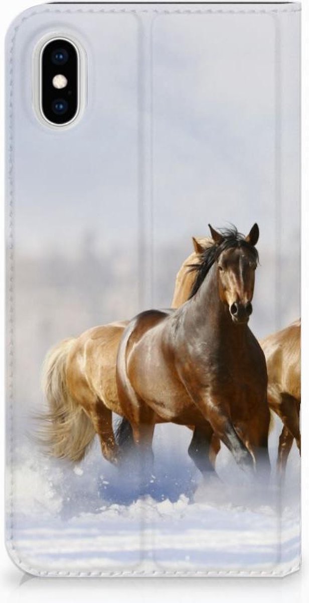 Book Case voor Apple iPhone Xs Max Hoesje maken Paarden