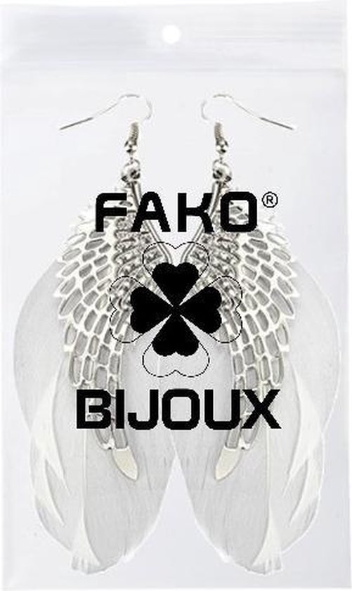 Fako Bijoux® - Boucles d'oreilles - Ressorts avec ailes - Wit