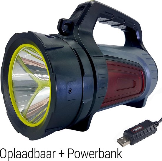 lanternes LED 5 W avec Interface USB Distance déclairage maximale de 800 m. Lampe de Poche projecteur de Recherche avec Batterie au Lithium 4500 mAh