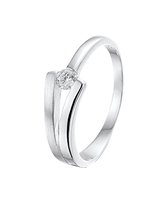 The Jewelry Collection Ring Zirkonia Poli/mat - Zilver