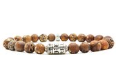 Beaddhism - Armband - Cracked Brown Prayer Stone - Mantra - Sterling Zilver - 8 mm - 21 cm