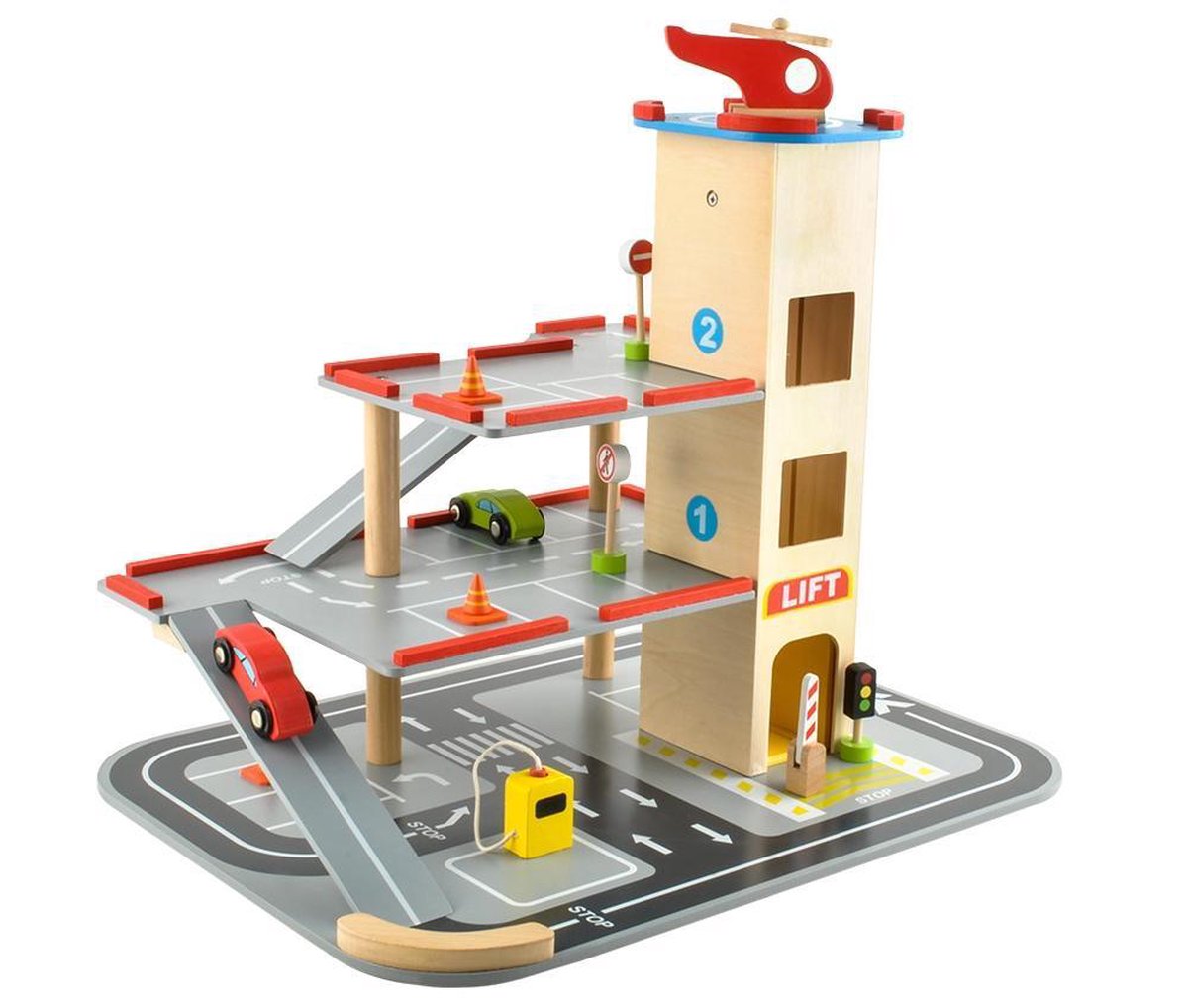 aantrekken importeren monteren Houten parkeergarage – houten speelgoed set – speelgoedtoren – meerdelig  set | bol.com