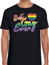 Best gay ever regenboog pride shirt zwart voor heren S