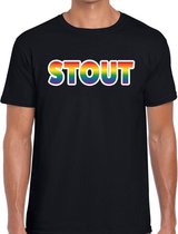 Stout regenboog gay pride shirt zwart voor heren 2XL