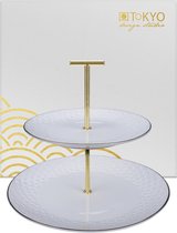Tokyo Design Studio Nippon White Etagère - 2-laags - wit met goud