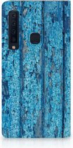Geschikt voor Samsung Galaxy A9 (2018) Uniek Standcase Hoesje Wood Blue