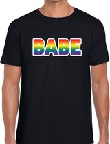 Babe regenboog gay pride shirt zwart voor heren XL