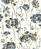Dutch Wallcoverings Vliesbehang bloem/vlinder - blauw/groen