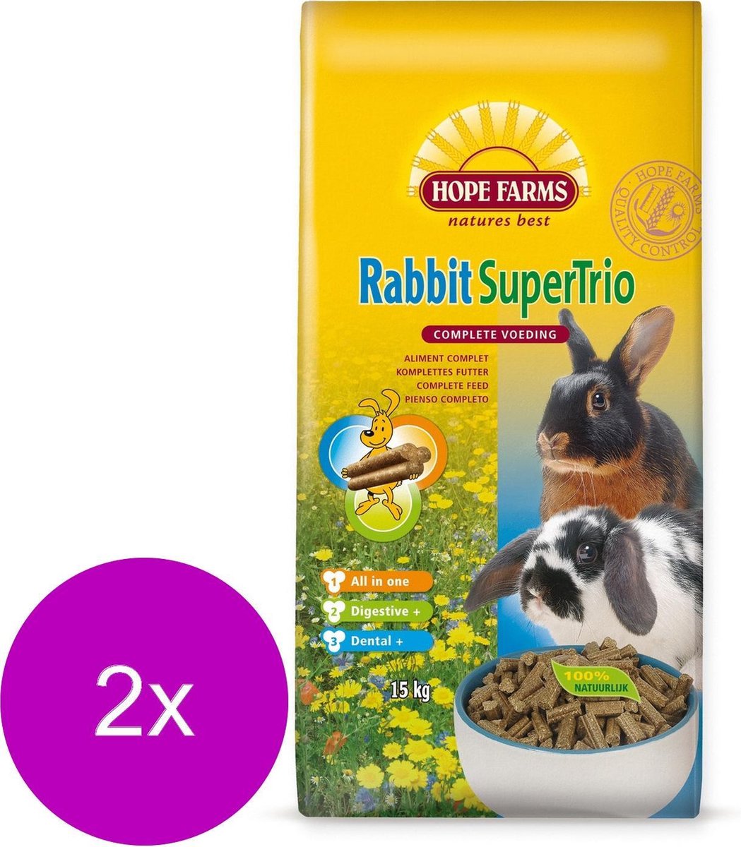 Hope Farms Rabbit Super Trio Breeder - Konijnenvoer - 2 x 15 kg Breeder |  bol.com