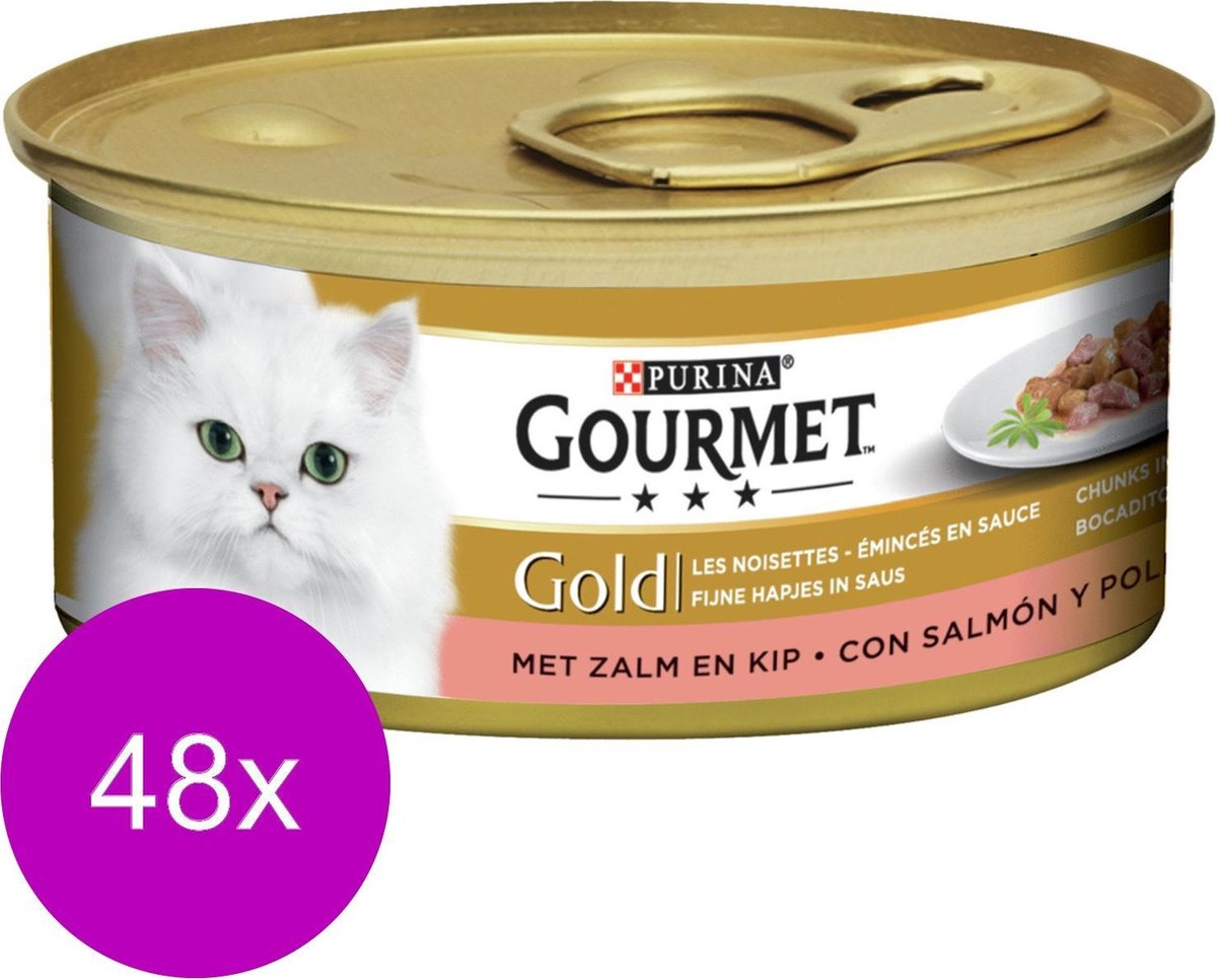Gourmet Gourmet Gold Fijne Hap Zalm/Kip - Kattenvoer - 48 x 85 g