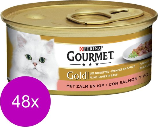 Gourmet Gold Fijne Hap Zalm/Kip - Kattenvoer - 48 x 85 g | bol.com