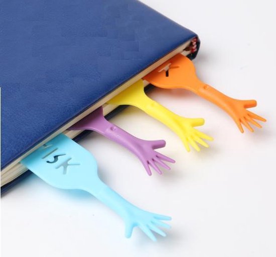 Aidez moi! Marque-page Lot de 4 - Marque-page à la main - Jaune - Bleu - Orange - Violet - EPIN 3D