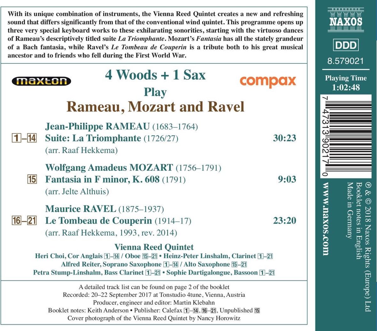 Vienna Reed Quintet 4 Woods 1 Sax Play Rameau Mozart And Ravel