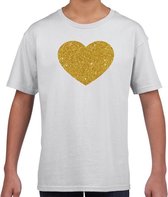 Gouden hart t-shirt wit kids - kids shirt Gouden hart 110/116