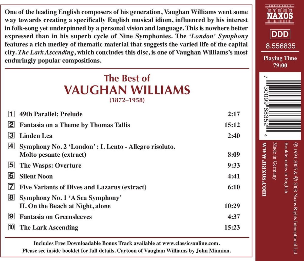 The Best Of Vaughan Williams, various artists CD (album) Muziek