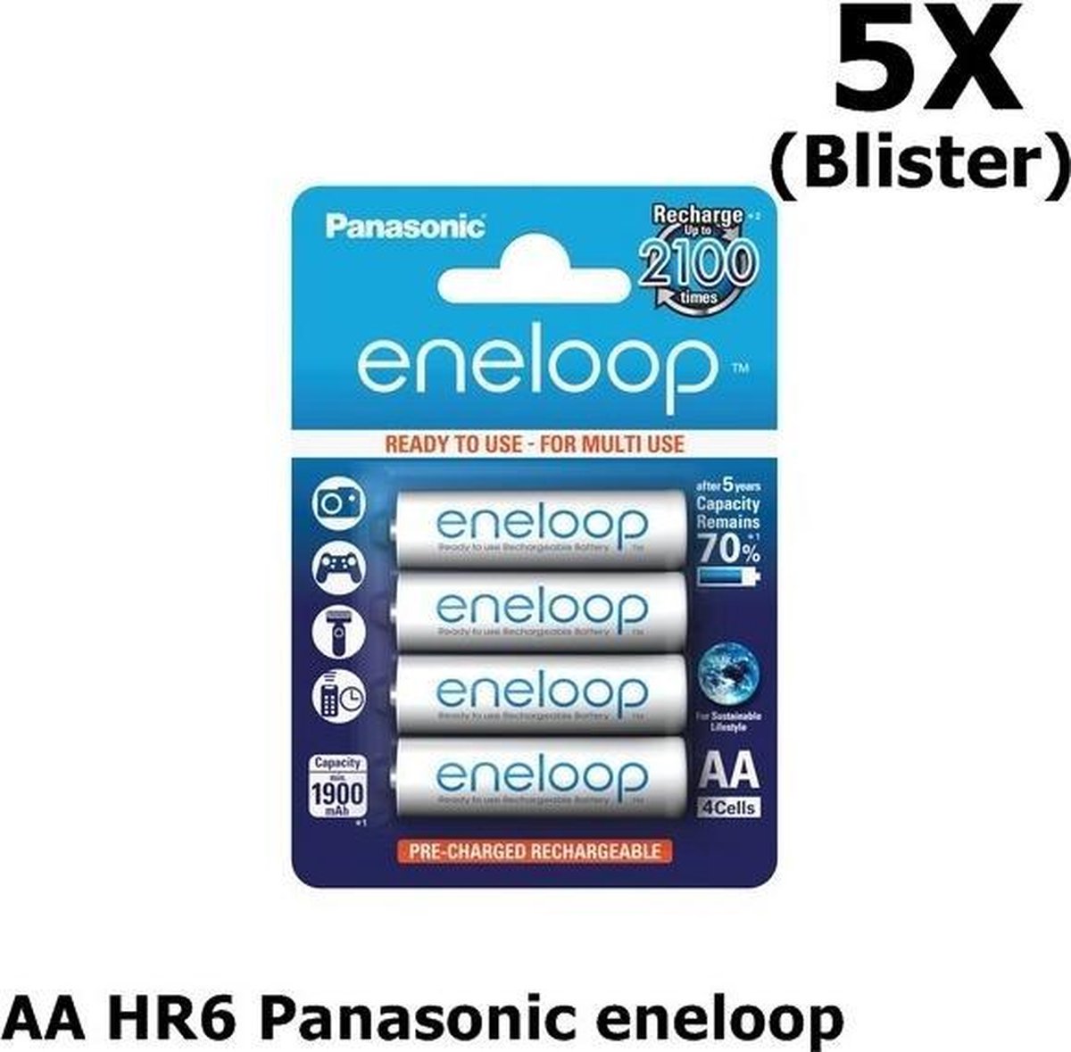 Voordeelpack 20 Stuks (5 blister a 4stk) - AA HR6 Panasonic eneloop Oplaadbare Batterij