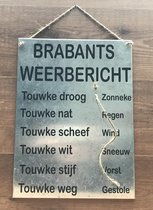 Zinken tekstbord Brabants weerbericht - blank zink - 30x40 cm. - tuin