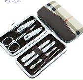 Luxe 7-delige Manicureset & Pedicureset Set Voor (French) Manicure & Pedicure - Incl. Lederen etui - Reisset Nagel Verzorging Met Tweezer