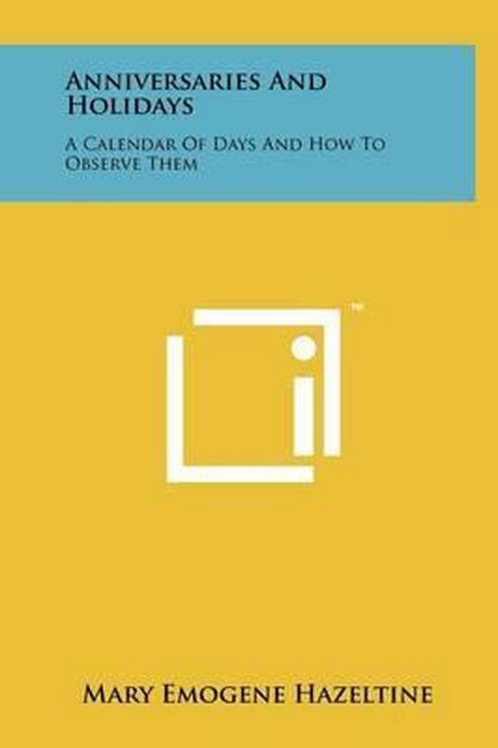 Anniversaries and Holidays - cover