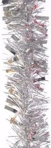 2x Zilveren folie kerstslinger 200 cm - kerstboomslinger