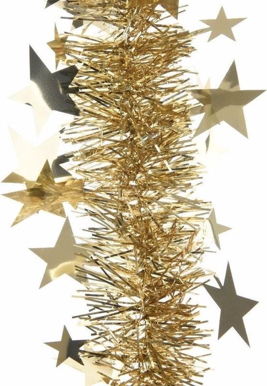 ballet Fraude vruchten Gouden kerstboom folie slinger met sterren - 270 cm - kerstslingers |  bol.com