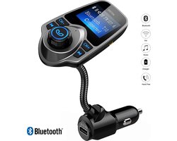 Bluetooth FM Transmitter, Auto Radio Adapter CarKit met 4 Music Play Modes / Hands-free Bellen / TF Kaart / USB Auto Lader / USB Flash Drive / AUX Input / Output 1.44 inch LCD Display/ Bluetooth Carkit 5 in 1 / T10