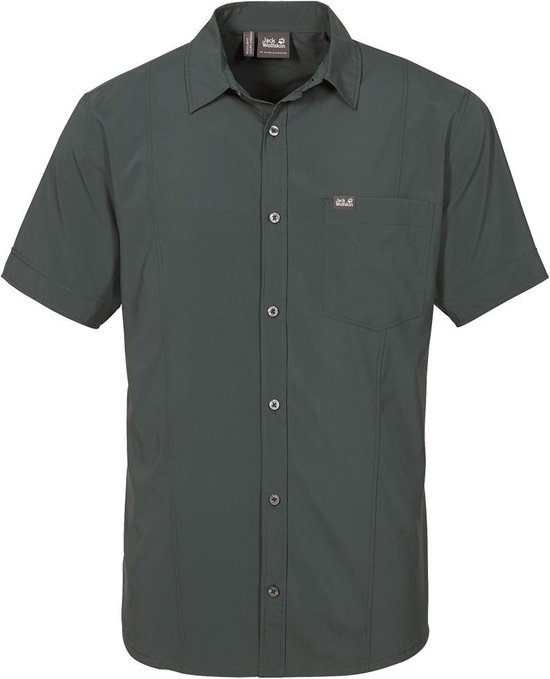 Jack Wolfskin Egmont Shirt Men - heren - blouse korte mouw - maat S -  groen/grijs | bol.com