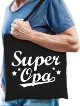 Cadeau tas zwart katoen met de tekst Super opa - kadotasje voor opa's