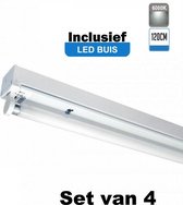 LED Buis armatuur 120cm - Enkel | Inclusief LED Buis - 6000K - Daglicht (Set van 4 stuks)