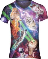 Gigantisch fout kattenshirt Festival shirt - Maat: M - V-hals - Feestkleding - Festival Outfit - Fout Feest - T-shirt voor festivals - Rave party kleding - Rave outfit - Kattenshirt - Nineties