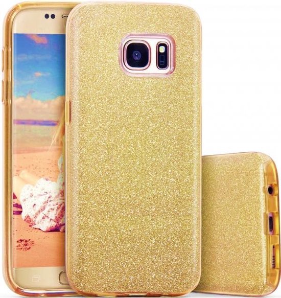 Fabel Verblinding suiker Samsung Galaxy S7 Edge Hoesje - Glitter Back Cover - Goud | bol.com