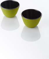 Point-Virgule Koffie- en theeglazen - Set van 2 Kopjes - Gietijzer - Zilvergroen - 120ml