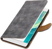 Hagedis Bookstyle Wallet Case Hoesjes Geschikt voor Sony Xperia C6 Grijs