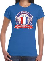 Blauw France drinking team t-shirt dames XS