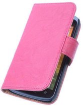BestCases Fuchsia HTC Desire 210 Stand Luxe Echt Lederen Book Wallet Cover