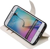 Wit Samsung Galaxy S6 Edge TPU wallet case - telefoonhoesje - smartphone hoesje - beschermhoes - book case - booktype hoesje HM Book