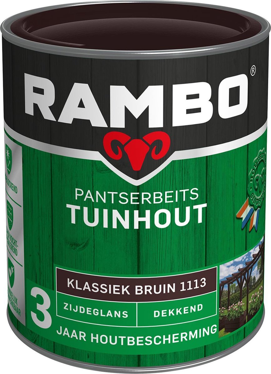 Rambo Pantserbeits Tuinhout Zijdeglans Dekkend - Gelijkmatig Vloeiend -  Klassiek Bruin... | bol.com