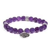 Bracelet Mala Améthyste Elastique avec Ohm