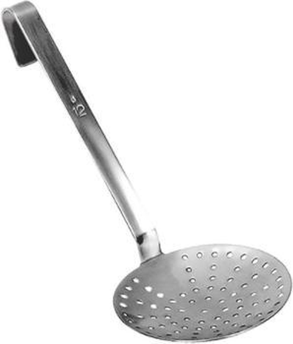 Schuimspaan korte steel Naadloos RVS, Ø 120 mm L35cm 18/10